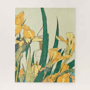 Hokusai Grasshopper Iris Vintage Print: Japanese Jigsaw Puzzle