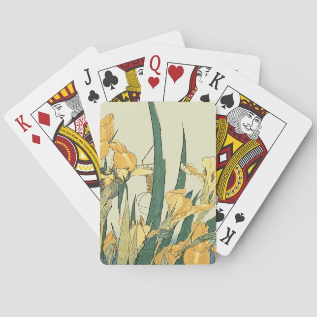 Hokusai Grasshopper Iris Vintage Print: Japanese Playing Cards (Back)