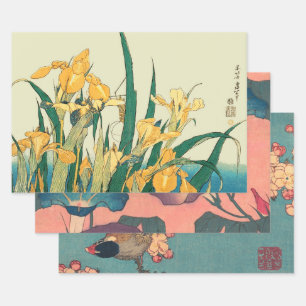 Hokusai Grasshopper Iris Vintage Print: Japanese Wrapping Paper Sheet