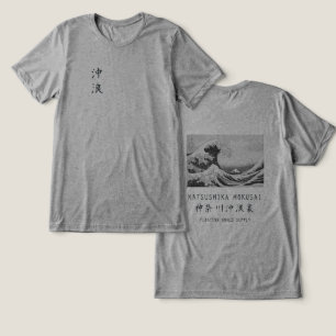 Hokusai Great Wave Minimalist Japanese Art Grey Tri-Blend Shirt