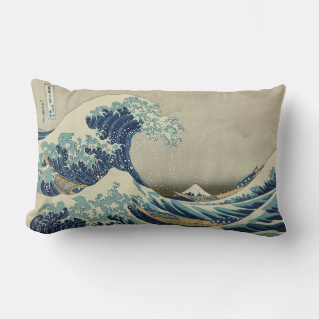 Hokusai: Great Wave Off Kanagawa Lumbar Cushion (Front)
