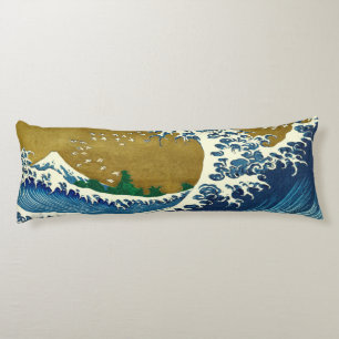 Hokusai Great Wave Pattern: Japanese Ukiyo-e Art Body Cushion