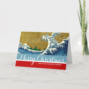 Hokusai Great Wave Pattern: Japanese Ukiyo-e Art Holiday Card