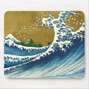 Hokusai Great Wave Pattern: Japanese Ukiyo-e Art Mouse Mat