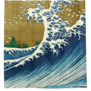 Hokusai Great Wave Pattern: Japanese Ukiyo-e Art Shower Curtain