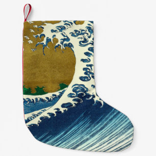 Hokusai Great Wave Pattern: Japanese Ukiyo-e Art Small Christmas Stocking
