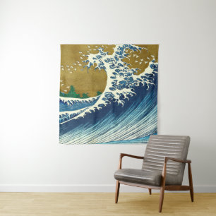 Hokusai Great Wave Pattern: Japanese Ukiyo-e Art Tapestry