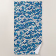 Hokusai Great Wave Pattern Nautical Blue Ocean