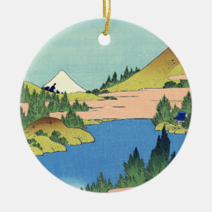 Hokusai Hakone Lake in Sagami Province  Ceramic Tree Decoration
