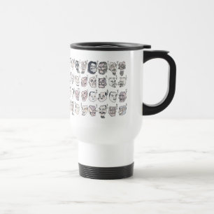 Hokusai , Image of faces from the Hokusai manga Travel Mug