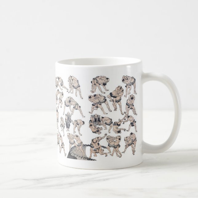 Hokusai , Image of Sumo wrestlers Coffee Mug (Right)