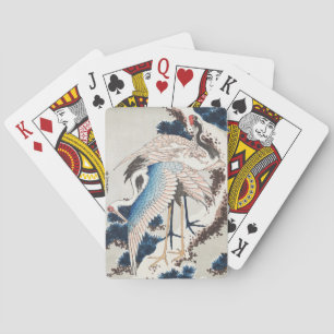 Hokusai Japanese Art Two Cranes Snowy Pine Playing Cards