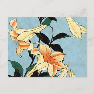Hokusai Japanese Lilies Postcard