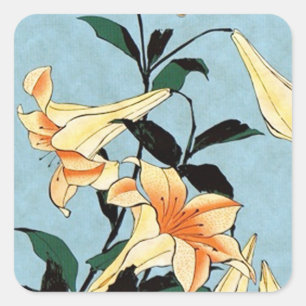 Hokusai Japanese Lilies Stickers