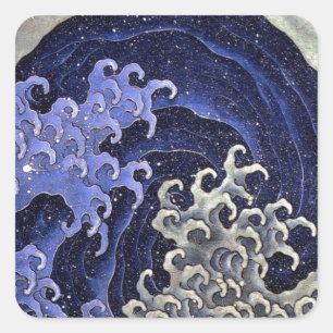 Hokusai KATSUSHIKA, Feminine-wave Square Sticker