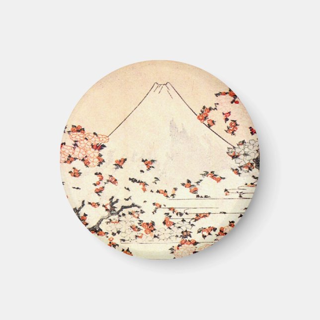 Hokusai Mount Fuji Cherry Blossoms Magnet (Front)