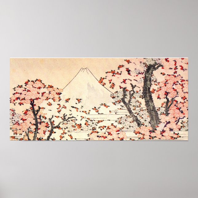 Hokusai Mount Fuji Cherry Blossoms Poster (Front)