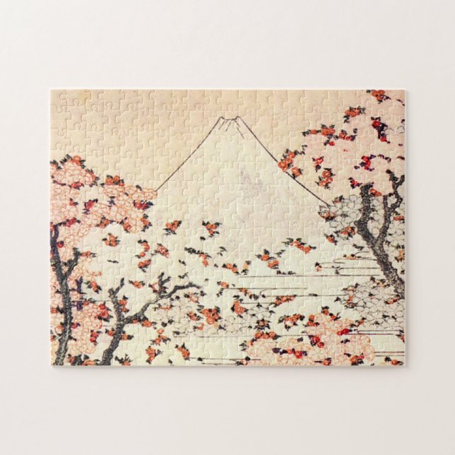 Hokusai Mount Fuji Cherry Blossoms Puzzle (Horizontal)