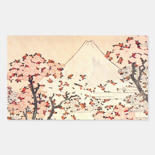 Hokusai Mount Fuji Cherry Blossoms Stickers (Front)