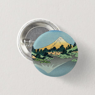 Hokusai Mount Fuji reflects in Lake Kawaguchi    3 Cm Round Badge