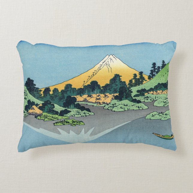 Hokusai - Mount Fuji Reflects in Lake Kawaguchi  Decorative Cushion (Front)