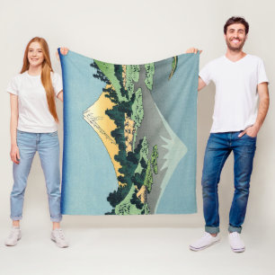 Hokusai Mount Fuji reflects in Lake Kawaguchi Fleece Blanket
