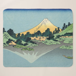 Hokusai Mount Fuji reflects in Lake Kawaguchi Sherpa Blanket