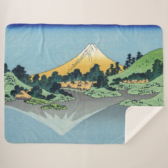 Hokusai - Mount Fuji Reflects in Lake Kawaguchi Sherpa Blanket (Front (Horizontal))