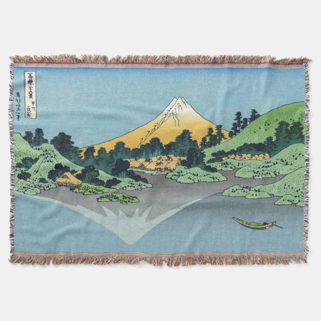 Hokusai - Mount Fuji Reflects in Lake Kawaguchi Throw Blanket (Front)