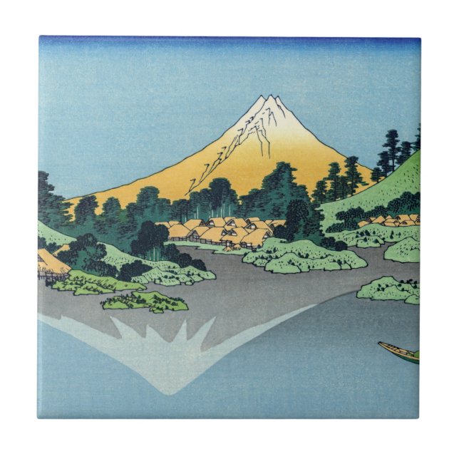 Hokusai - Mount Fuji Reflects in Lake Kawaguchi Tile (Front)