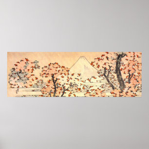 Hokusai Mt Fuji with Cherry Trees in Bloom Poster
