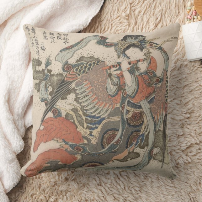 Hokusai Mystical Bird T-Shirt Cushion (Blanket)
