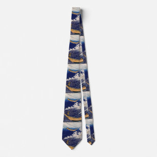 Hokusai Ocean Waves Fishing Boats Tie