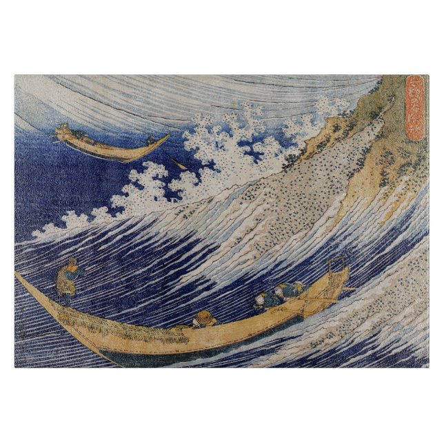Hokusai Ocean Waves Sea Boats Cutting Board (Front)