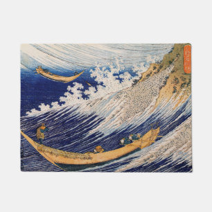 Hokusai Ocean Waves Sea Boats Doormat