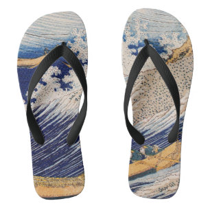 Hokusai Ocean Waves Sea Boats Flip Flops