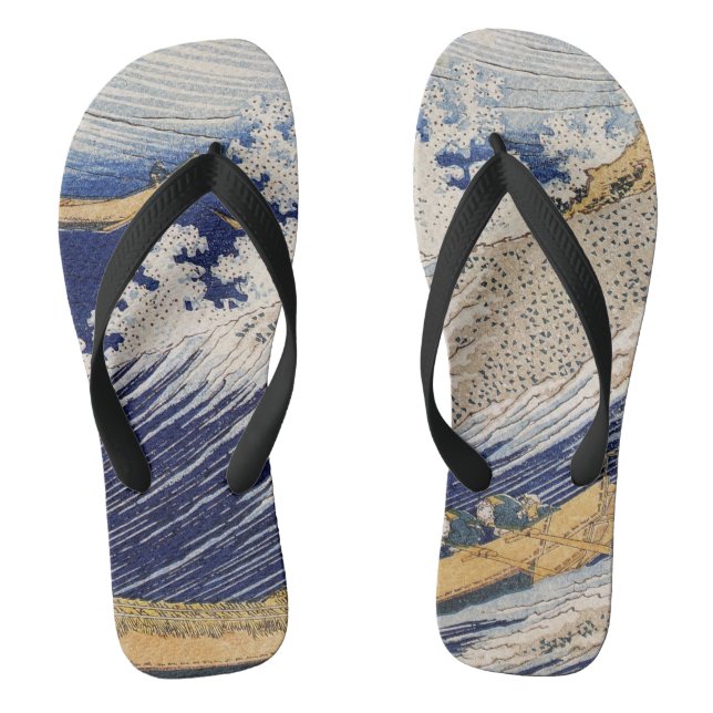 Hokusai Ocean Waves Sea Boats Flip Flops (Footbed)