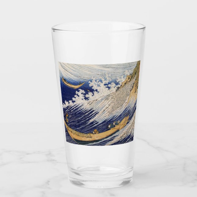 Hokusai Ocean Waves Sea Boats Glass (Front)
