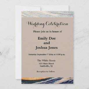 Hokusai Ocean Waves Sea Boats Invitation