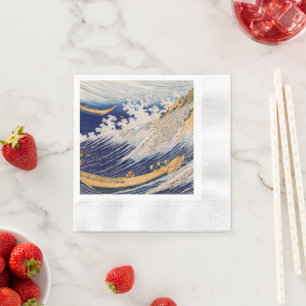 Hokusai Ocean Waves Sea Boats Napkin