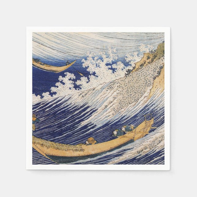 Hokusai Ocean Waves Sea Boats Napkin (Front)