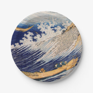 Hokusai Ocean Waves Sea Boats Paper Plate
