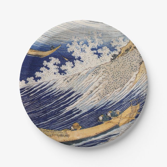 Hokusai Ocean Waves Sea Boats Paper Plate (Front)