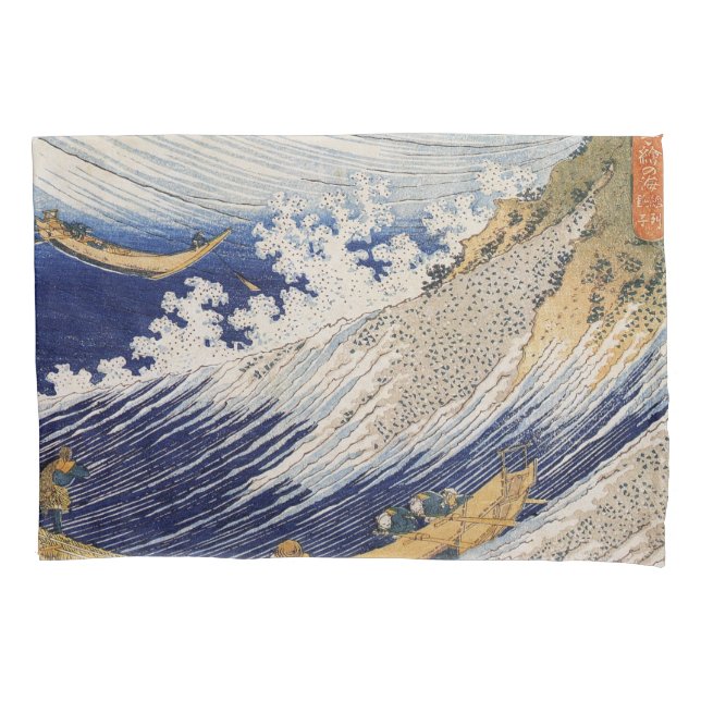 Hokusai Ocean Waves Sea Boats Pillowcase (Front)