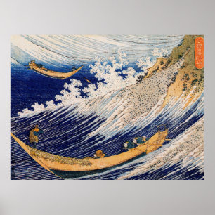 Hokusai Ocean Waves Sea Boats Poster