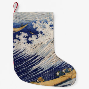Hokusai Ocean Waves Sea Boats Small Christmas Stocking