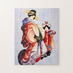 Hokusai Oiran and Kamuro Puzzle