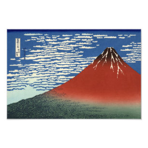 Hokusai South Wind Clear Sky Red Fuji Print