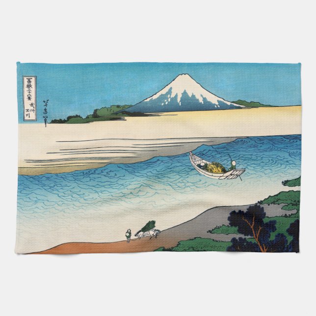 Hokusai - Tama river in the Musashi province Tea Towel (Horizontal)
