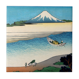 Hokusai - Tama river in the Musashi province Tile